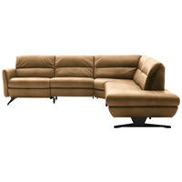 ECKSOFA Honig Echtleder  - Schwarz/Honig, Design, Leder/Metall (286/258cm) - Schöner Wohnen