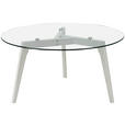 COUCHTISCH Eiche massiv ESG 90/90/45 cm rund Klar, Weiß  - Klar/Weiß, Design, Glas/Holz (90/90/45cm) - Carryhome