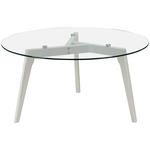 COUCHTISCH Eiche massiv ESG 90/90/45 cm rund Klar, Weiß  - Klar/Weiß, Design, Glas/Holz (90/90/45cm) - Carryhome
