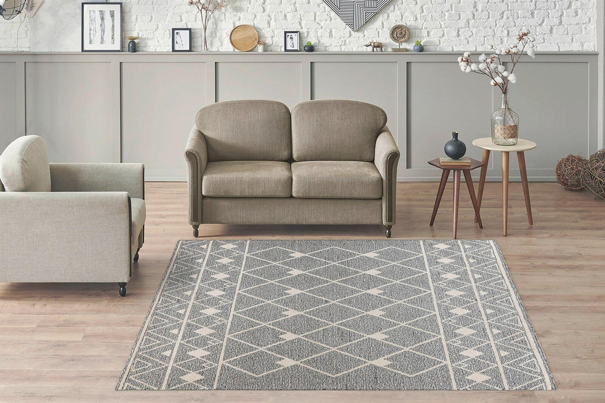 FLACHWEBETEPPICH  Wohnzimmer 160/230 cm Grau, Beige rechteckig  - Beige/Grau, Basics, Textil (160/230cm) - Kayoom