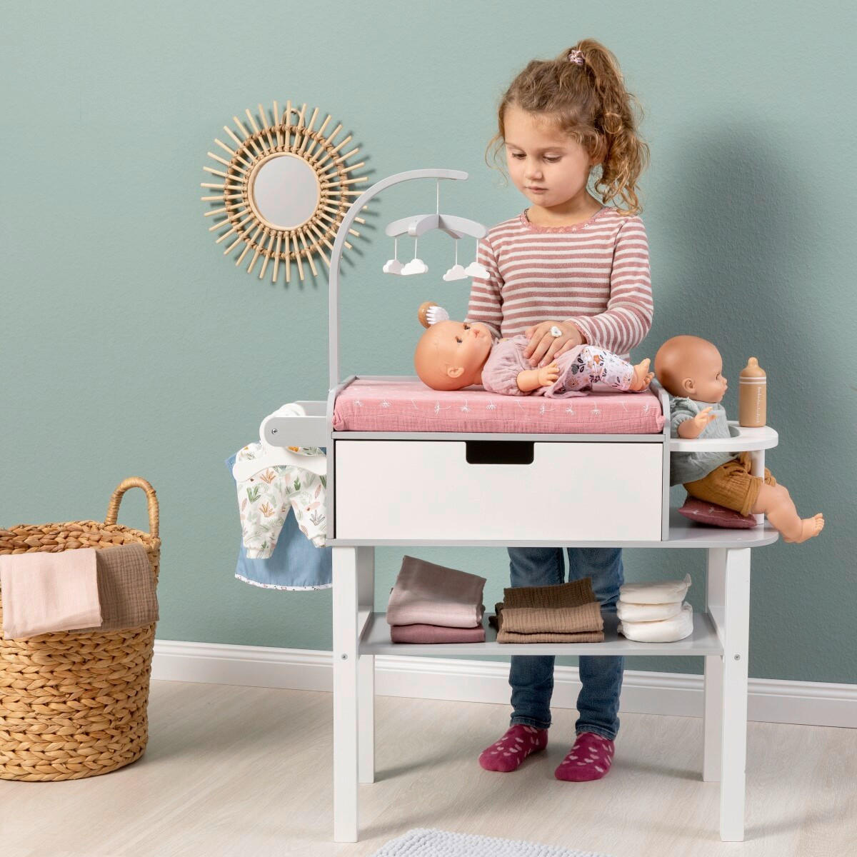 PUPPENWICKELKOMMODE VIOLA  - Weiß/Grau, Basics, Holz/Holzwerkstoff (71/30/90cm) - MUSTERKIND