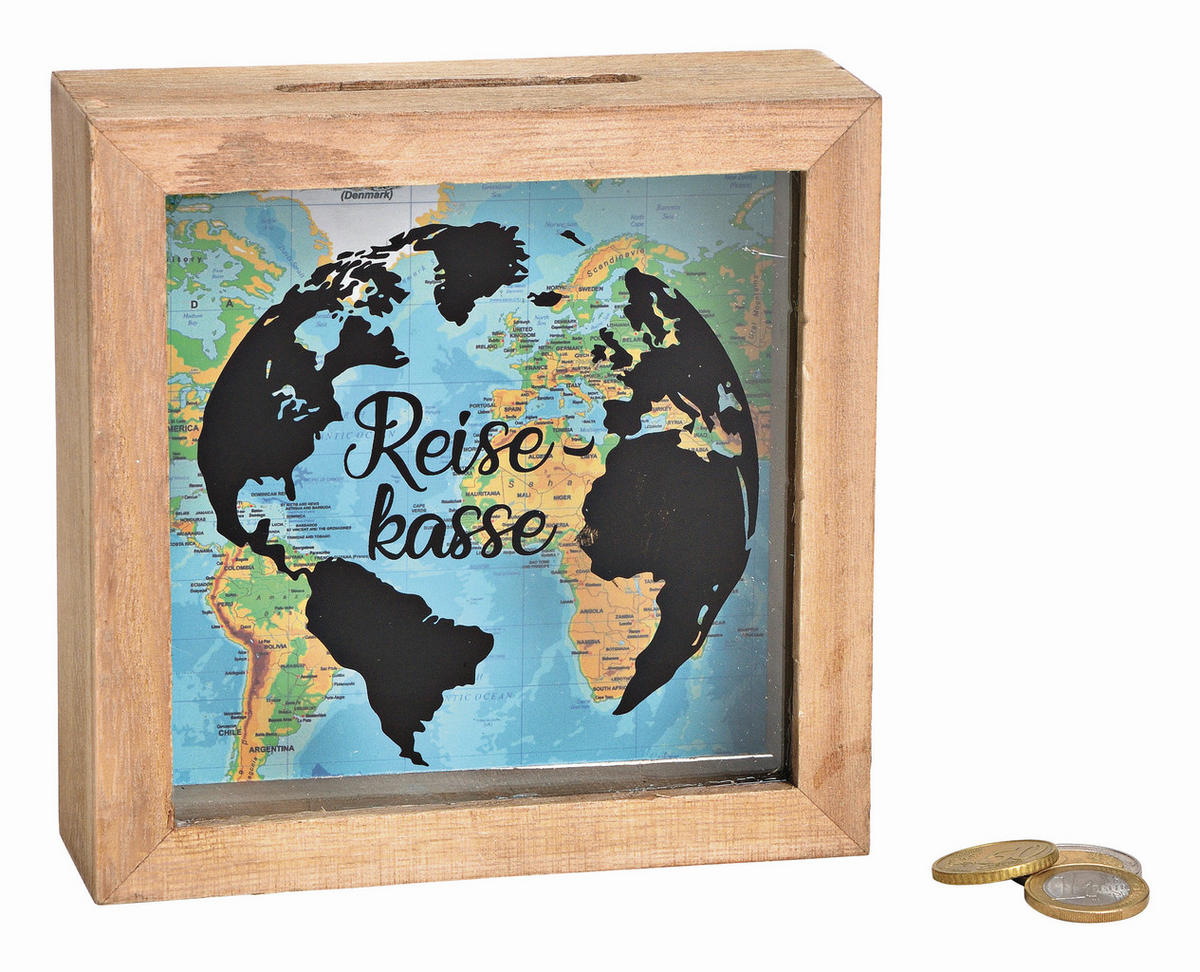 SPARDOSE - Braun, Basics, Glas/Holz (15/15/5cm)