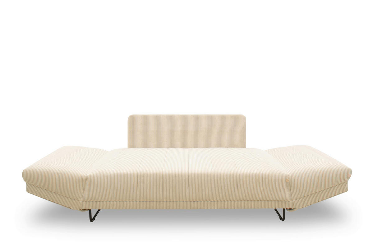 SCHLAFSOFA in Cord, Mikrofaser Creme  - Creme/Schwarz, Design, Textil/Metall (210/95/97cm) - MID.YOU