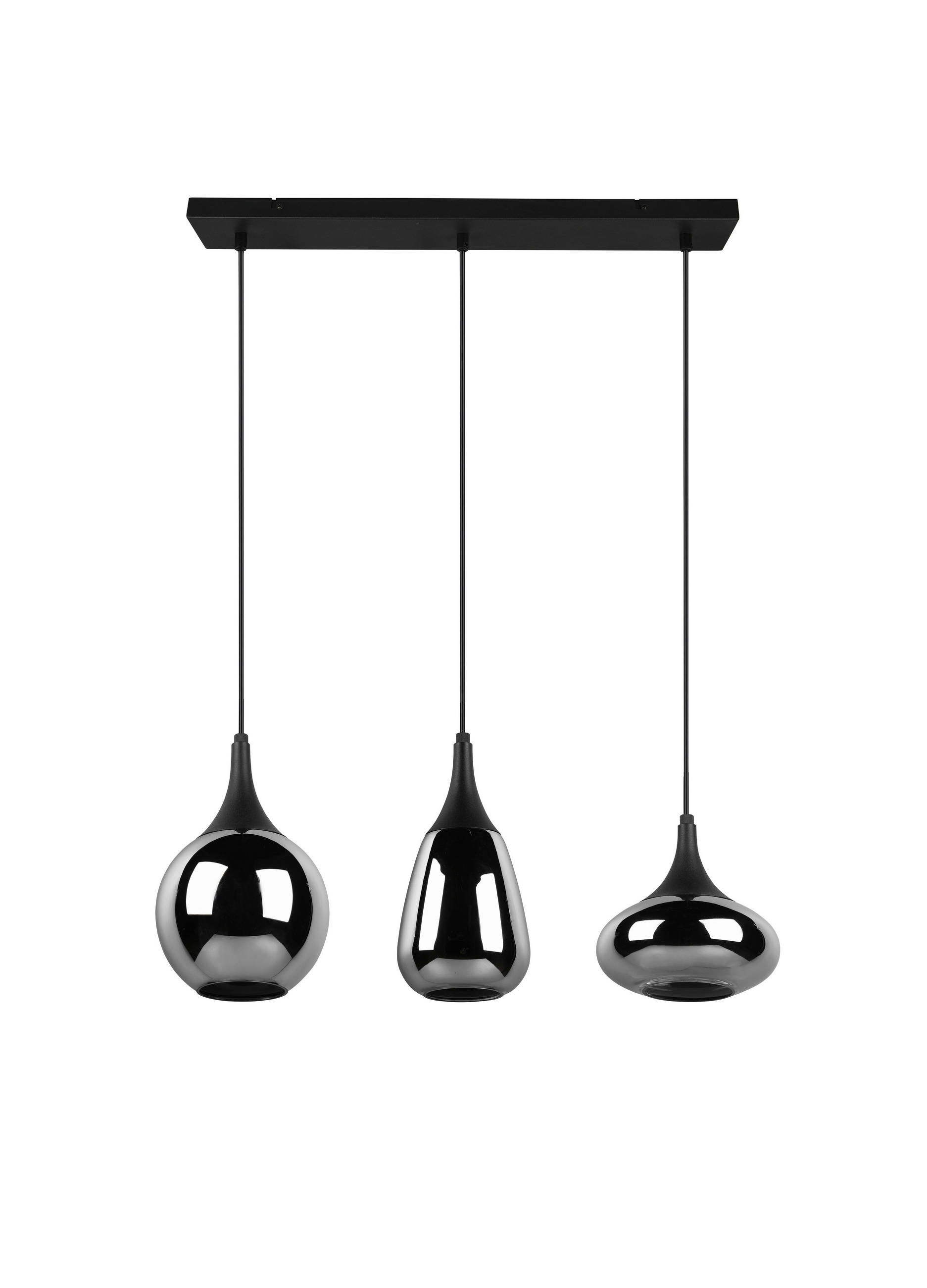 HÄNGELEUCHTE Lumina 68,8/19,5/150 cm   - Chromfarben/Schwarz, MODERN, Glas/Metall (68,8/19,5/150cm) - Trio Leuchten