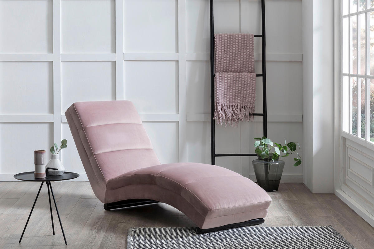 RELAXLIEGE Samt Rosa  - Schwarz/Rosa, MODERN, Textil/Metall (170/82/60cm) - Livetastic