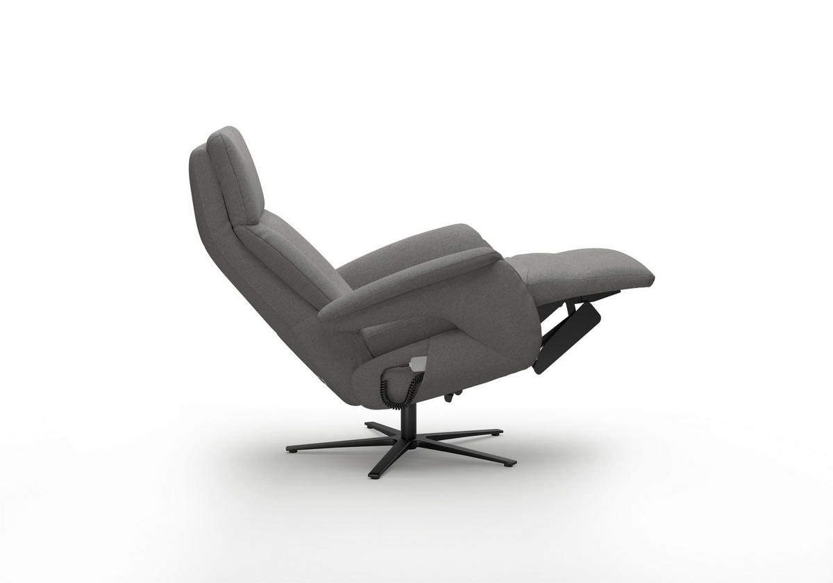 RELAXSESSEL TV TRIPLE SEVEN XTRA LARGE L3 Mikrofaser Kopfteilverstellung, Aufstehhilfe, Fußteilverstellung, Rücken echt    - Schlammfarben/Schwarz, Basics, Textil/Metall (86/115/86cm) - Sit & More