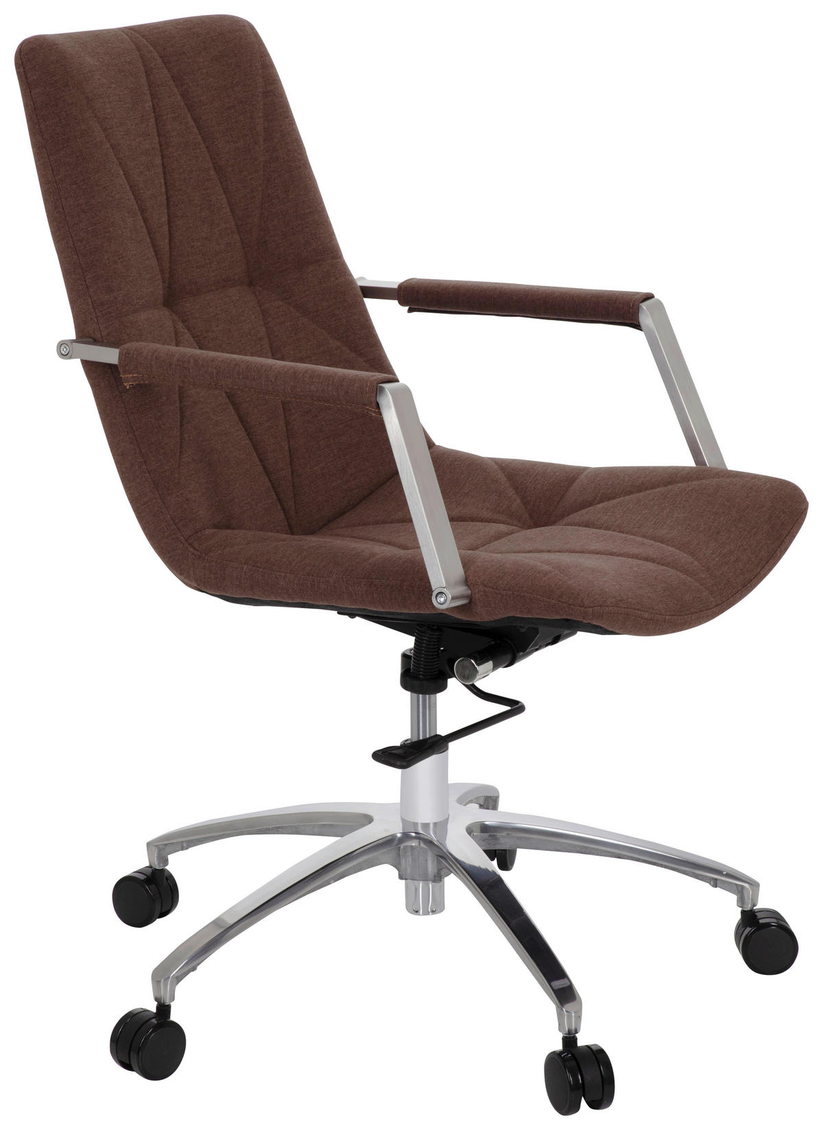 VRTLJIVI STOL tekstil rjava  - barve aluminija/rjava, Moderno, kovina/umetna masa (57/100/75cm) - MID.YOU