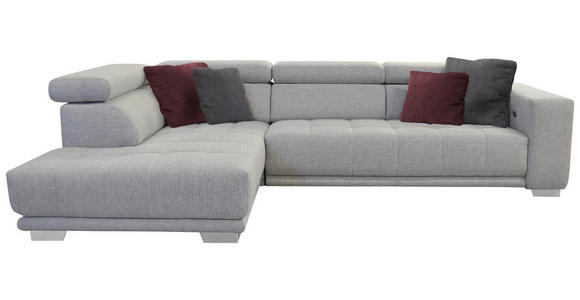 ECKSOFA in Chenille Hellgrau  - Chromfarben/Hellgrau, Design, Textil (207/301cm) - Xora