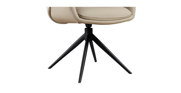 ARMLEHNSTUHL  automatische Rückholfunktion, Sitzfläche 360° drehbar Webstoff Echtleder  - Beige/Schwarz, Design, Leder/Textil (63,5/82.5/63cm) - Novel