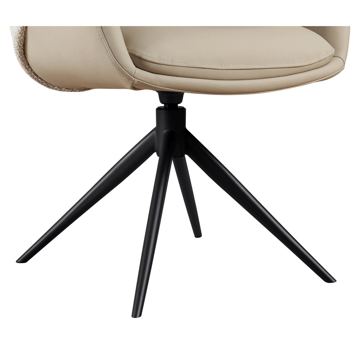 ARMLEHNSTUHL  Sitzfläche 360° drehbar, automatische Rückholfunktion Webstoff Echtleder  - Beige/Schwarz, Design, Leder/Textil (63,5/82.5/63cm) - Novel