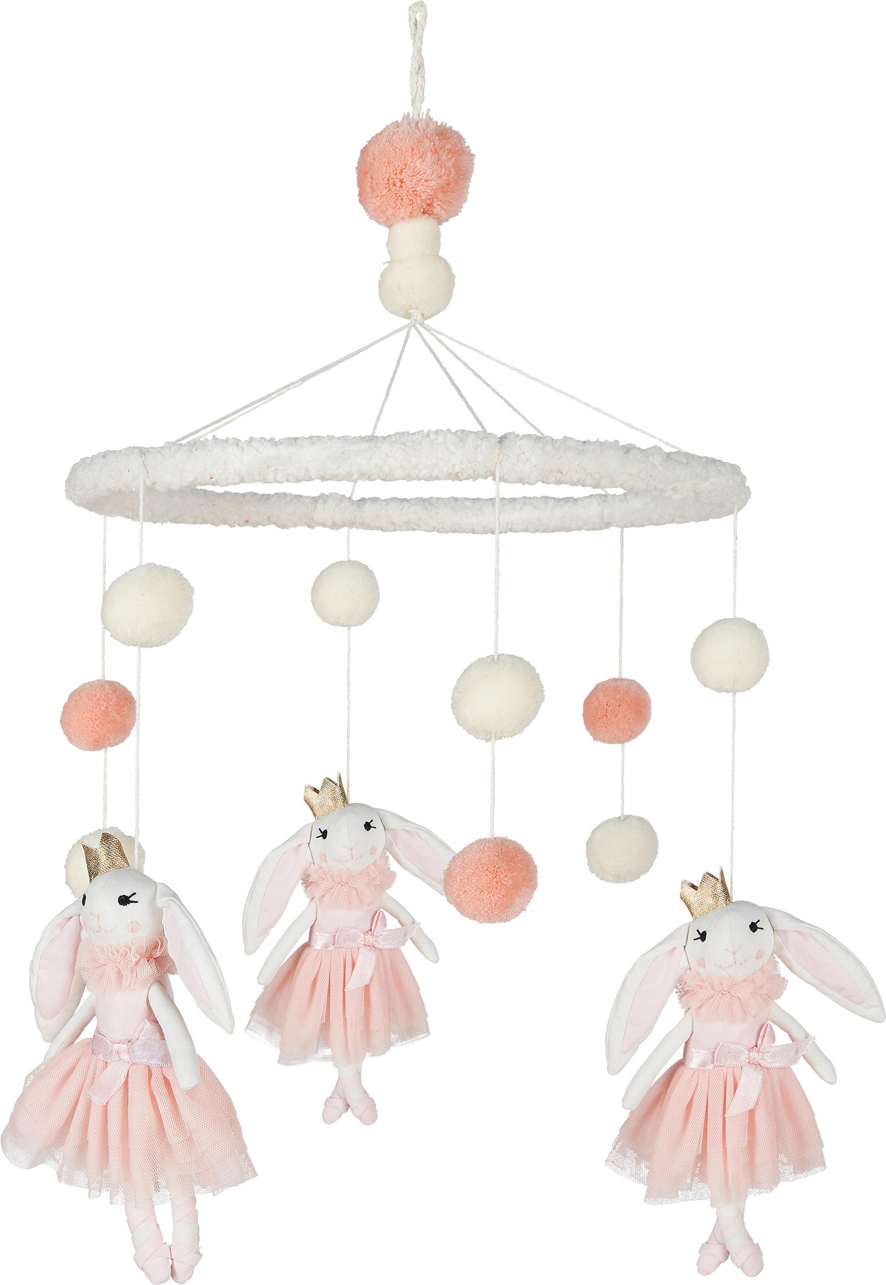 MOBILE SWEET BALLERINA  - Pink/Weiß, Trend, Holz/Textil (33/45cm) - Patinio