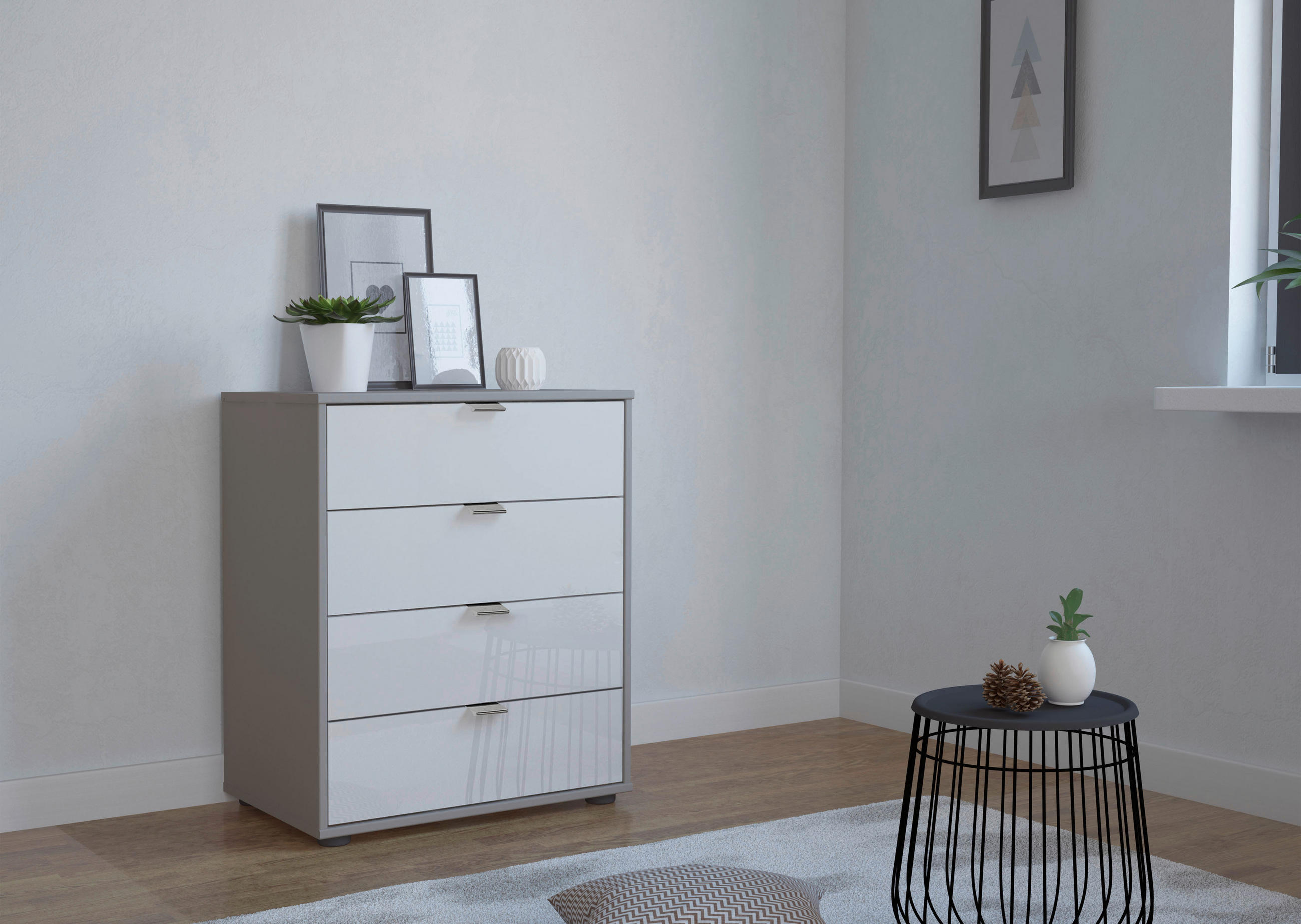 KOMMODE  in 40/70/43 cm  - Chromfarben/Schwarz, KONVENTIONELL, Glas/Holzwerkstoff (40/70/43cm) - Dieter Knoll