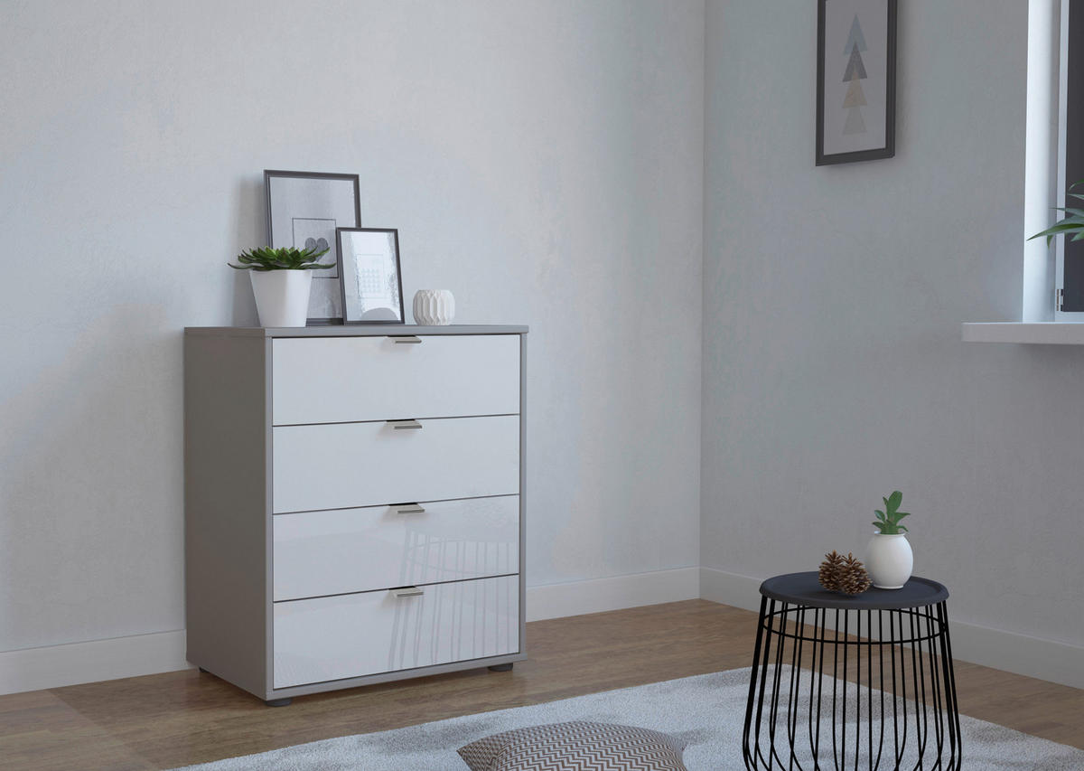 KOMMODE  in 40/70/43 cm  - Chromfarben/Schwarz, KONVENTIONELL, Glas/Holzwerkstoff (40/70/43cm) - Dieter Knoll