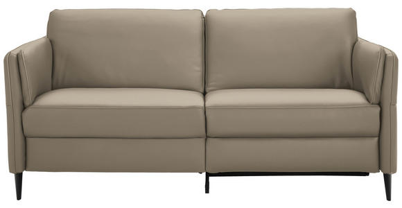 3-SITZER-SOFA Latina in Echtleder Greige   - Greige/Schwarz, Design, Leder/Metall (190/84/99cm) - Dieter Knoll