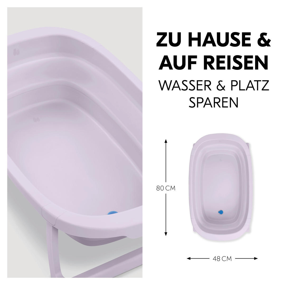 BABYBADEWANNE Wash N Fold  - Lila, Basics, Kunststoff (48/25/80cm) - Hauck