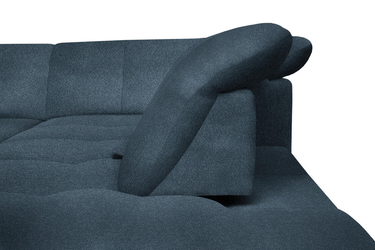ECKSOFA in Flachgewebe Blau  - Blau/Schwarz, Design, Textil/Metall (242/313cm) - Xora