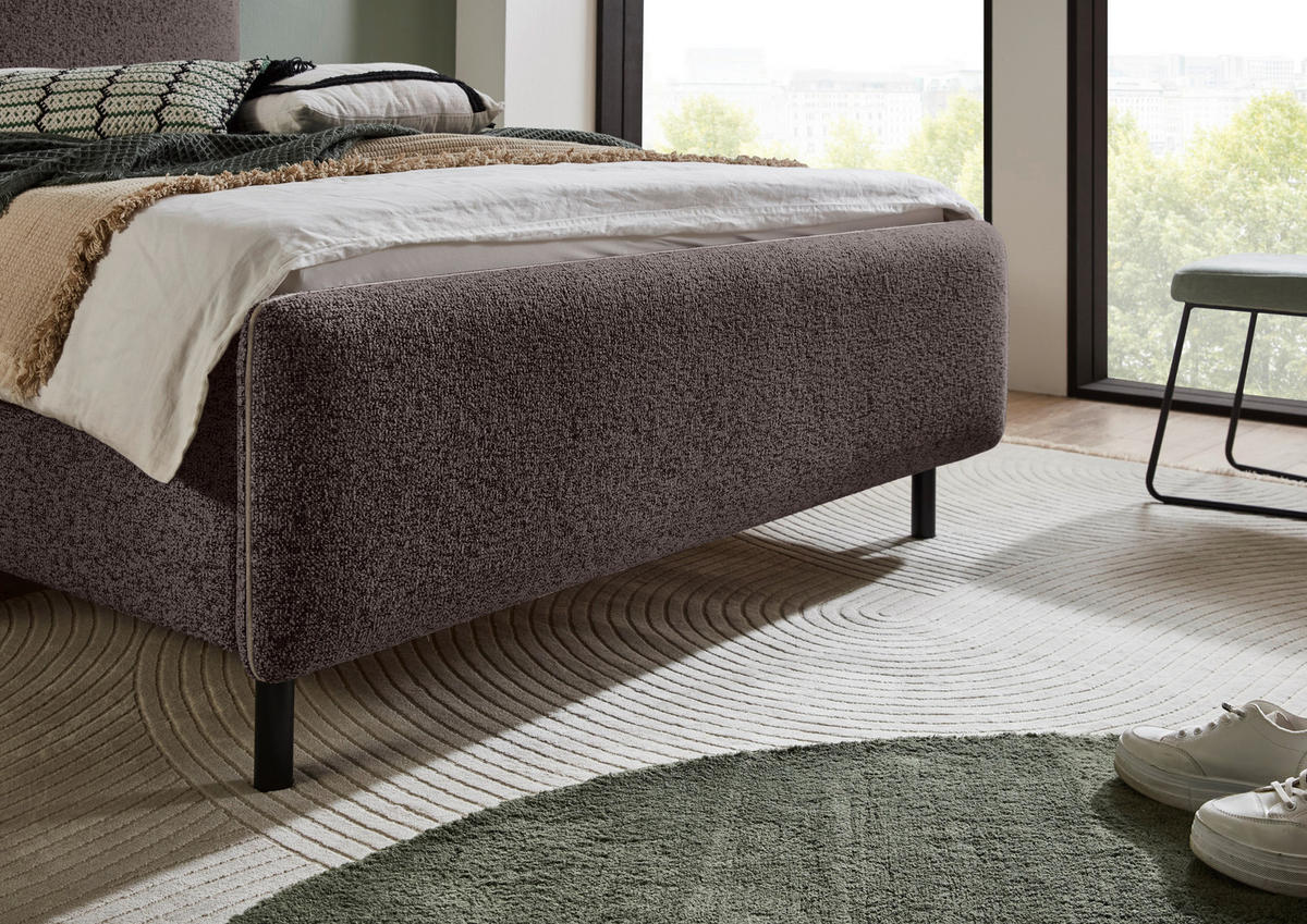 POLSTERBETT 140/200 cm  in Anthrazit, Silberfarben  - Anthrazit/Silberfarben, Design, Textil/Metall (140/200cm) - Xora