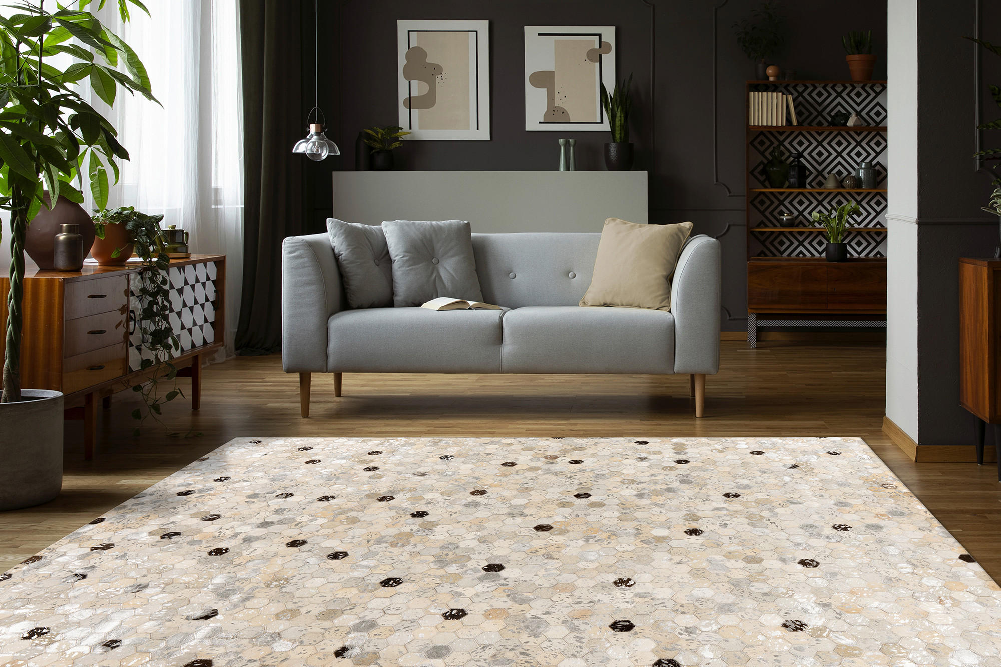FLACHWEBETEPPICH 120/170 cm Lavin 1025 Silber / Grau Grau, Silberfarben  - Silberfarben/Grau, KONVENTIONELL, Leder/Textil (120/170cm)
