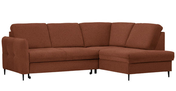 ECKSOFA in Chenille Rostfarben  - Rostfarben/Schwarz, MODERN, Holz/Textil (241/184cm) - Carryhome