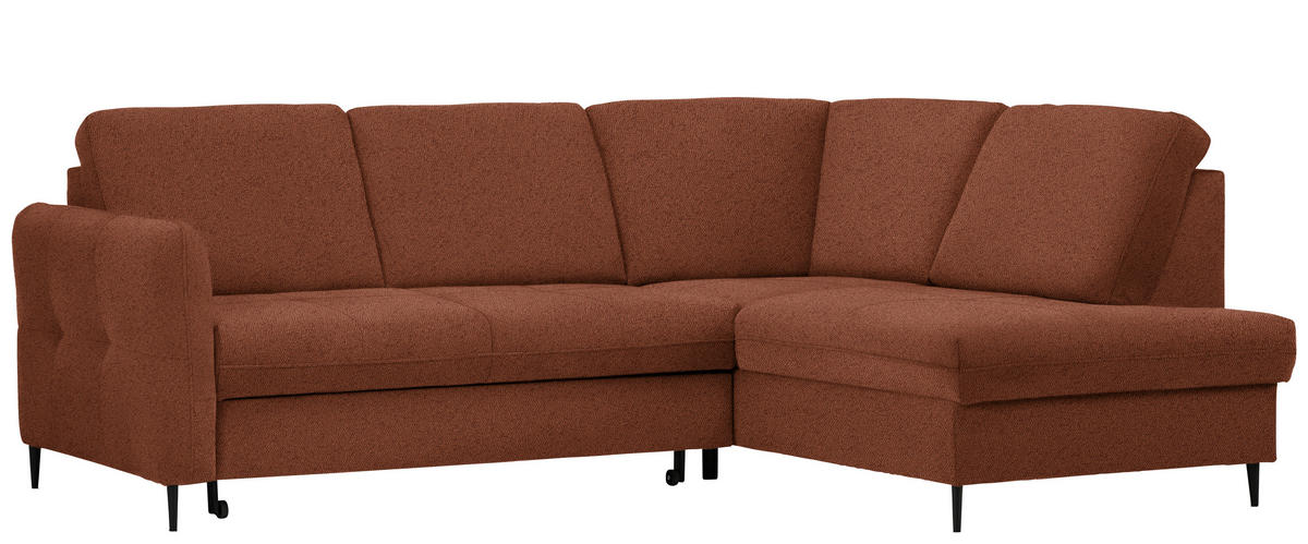 ECKSOFA in Chenille Rostfarben  - Rostfarben/Schwarz, Modern, Holz/Textil (241/184cm) - Carryhome