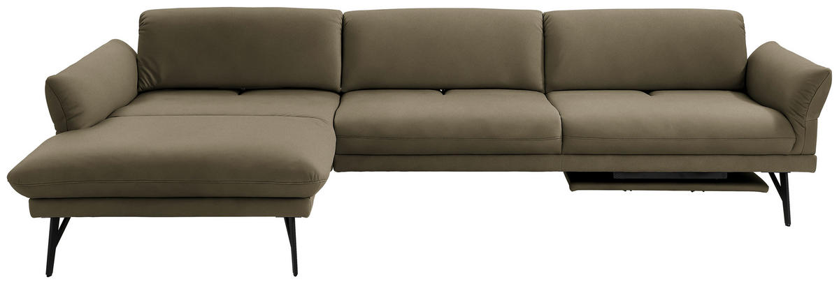 ECKSOFA Posh in Echtleder Grün  173/308 cm  - Anthrazit/Grün, Design, Leder/Metall (173/308cm) - Joop!