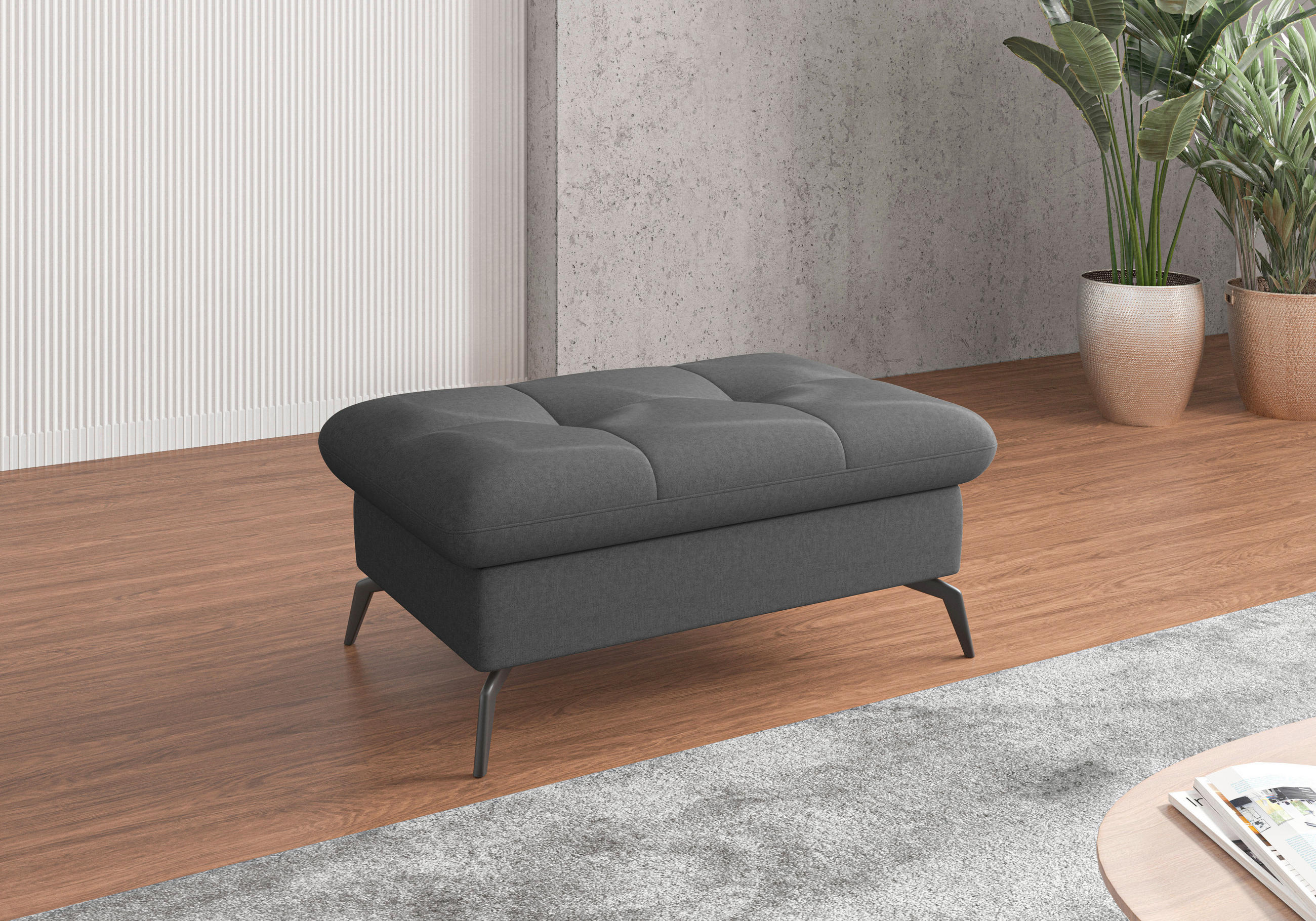 HOCKER Flachgewebe Dunkelgrau  - Dunkelgrau/Schwarz, KONVENTIONELL, Textil/Metall (102/47/69cm) - Sit & More