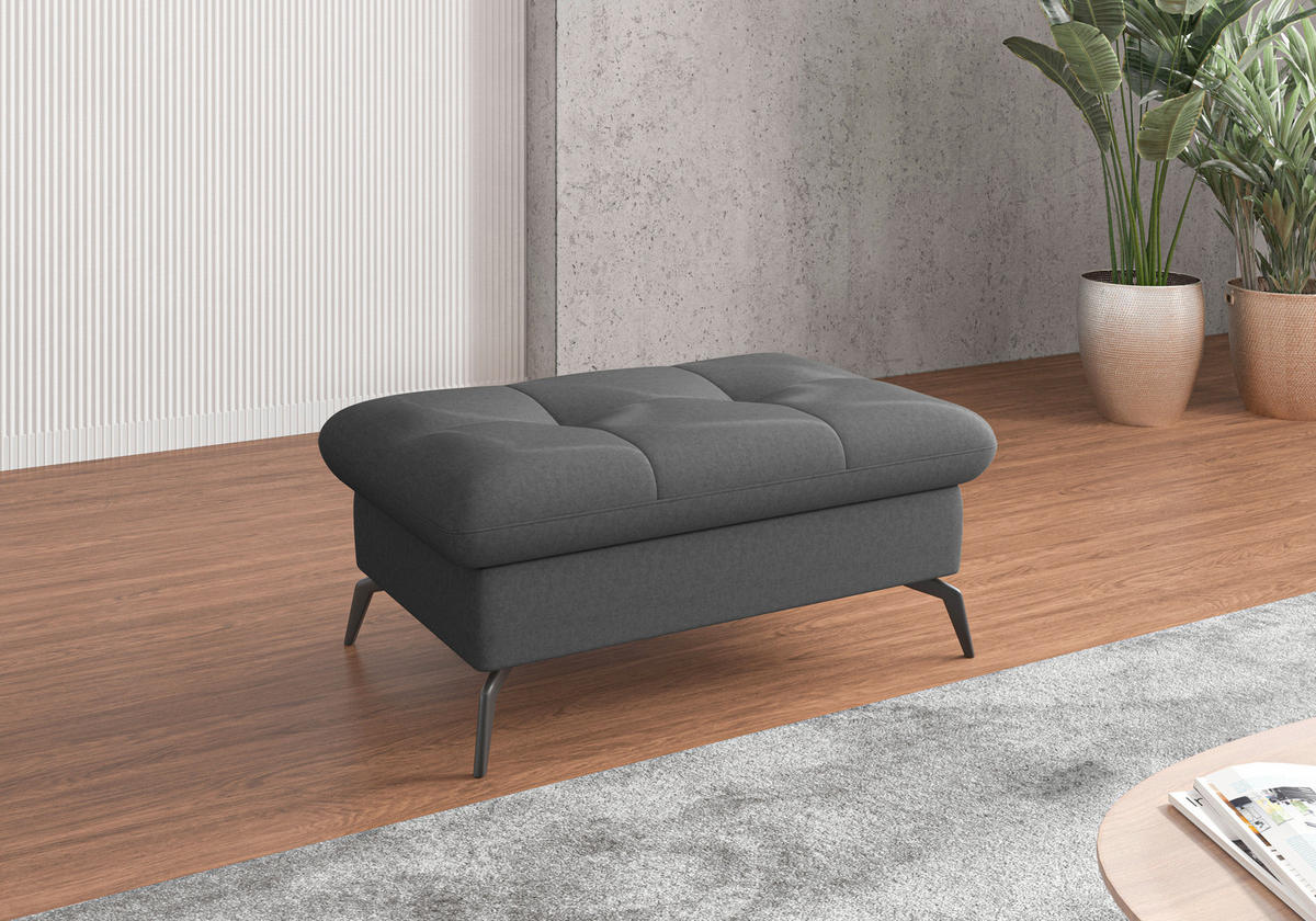 HOCKER in Textil Dunkelgrau  - Dunkelgrau/Schwarz, KONVENTIONELL, Textil/Metall (102/47/69cm) - Sit & More