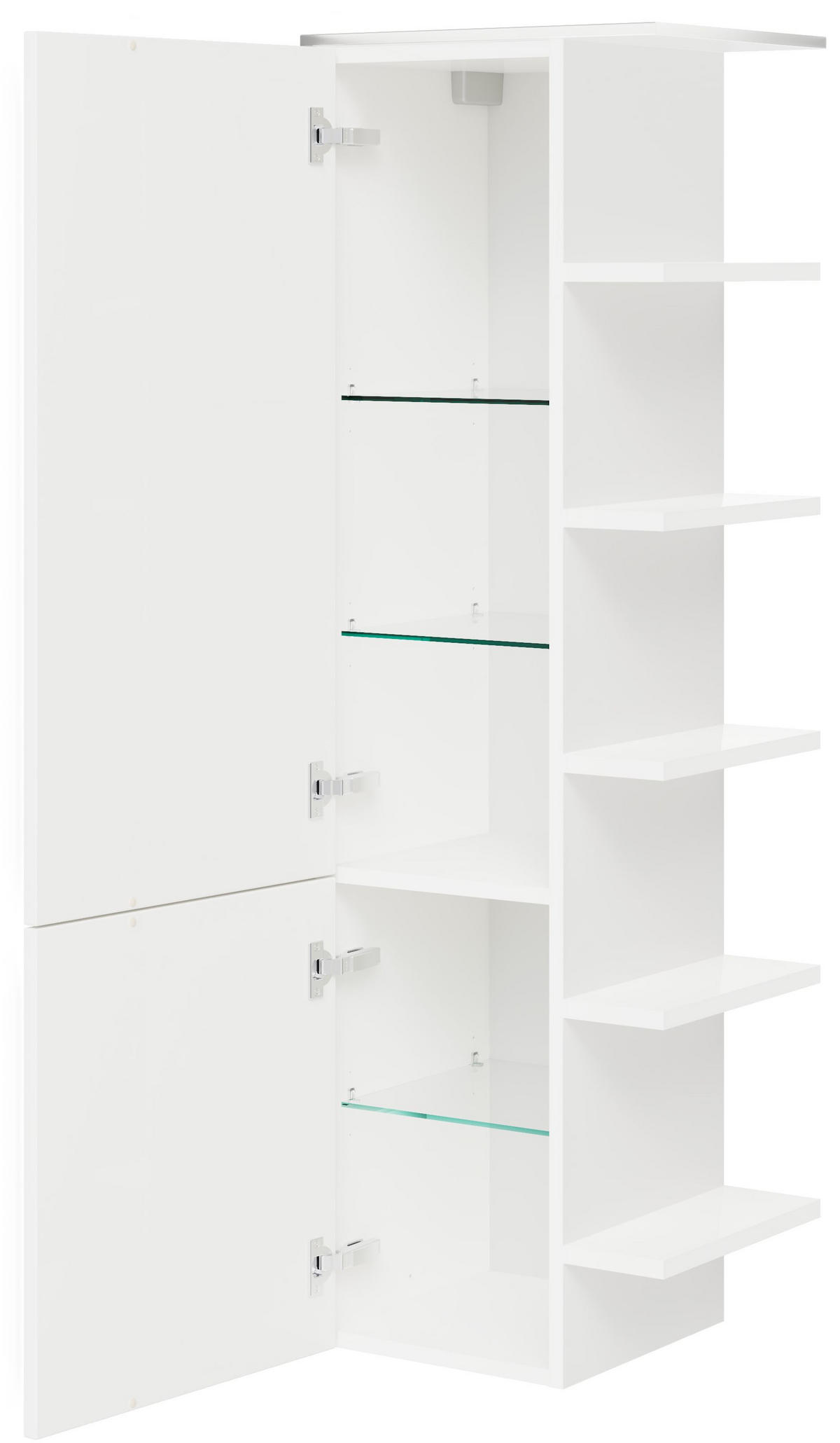 MIDISCHRANK 42,5/133,2/33 cm  - Chromfarben/Weiß Hochglanz, Design, Glas/Holzwerkstoff (42,5/133,2/33cm) - Leonardo Living