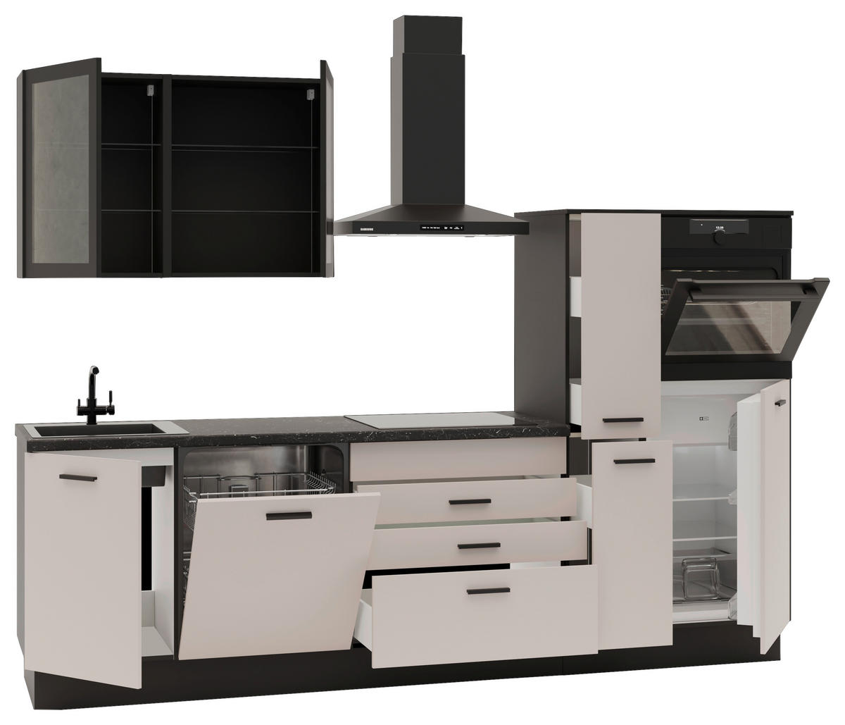 KÜCHENLEERBLOCK   in Schwarz, Beige  - Beige/Schwarz, Basics, Glas/Holzwerkstoff (280/214/60cm) - P & B