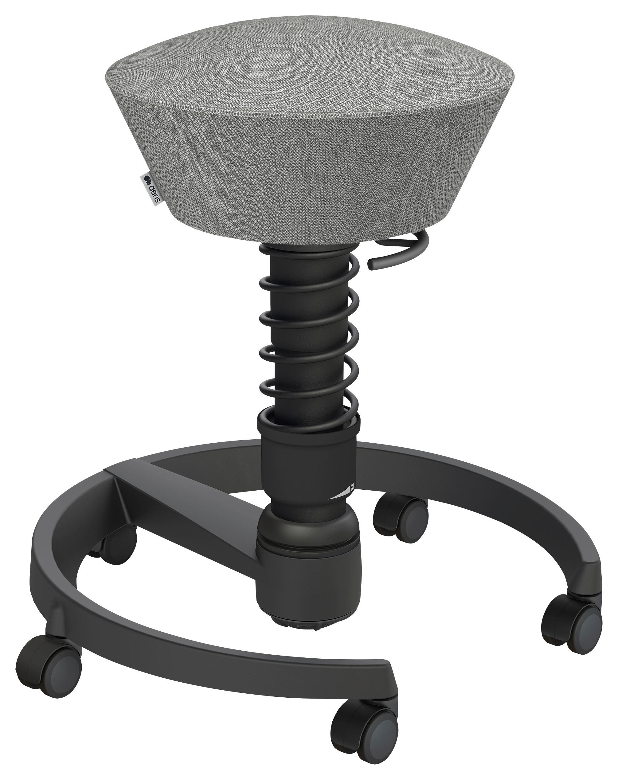 BÜROHOCKER Wollmischung mel. Schwarz, Hellgrau  - Hellgrau/Schwarz, Basics, Kunststoff/Textil (55/45,66/55cm) - Aeris