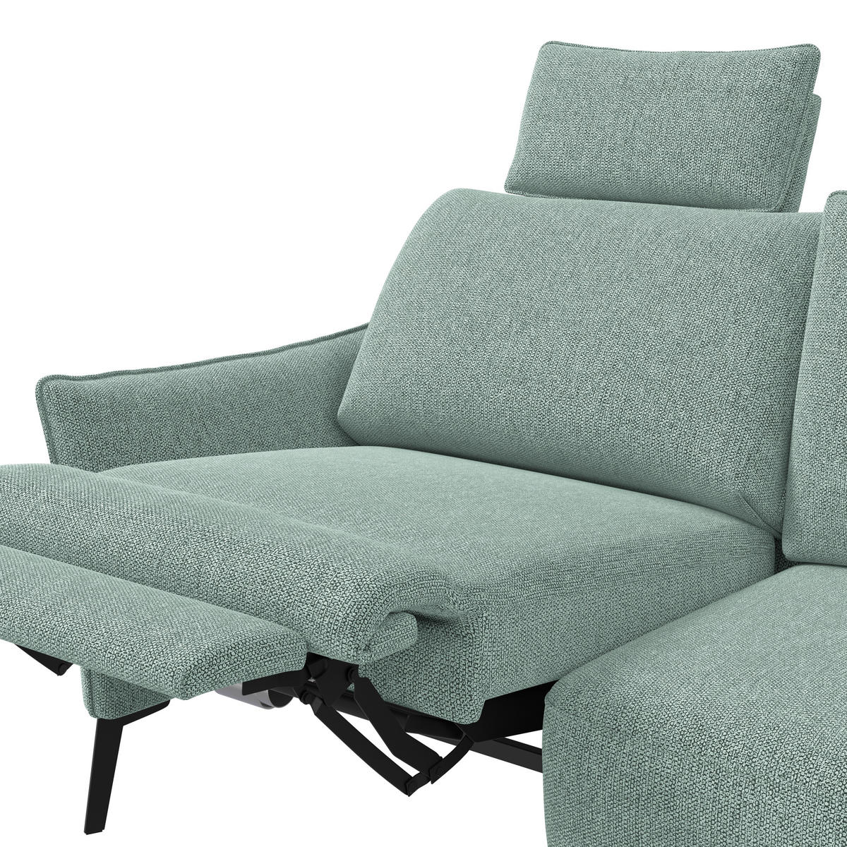 3-SITZER-SOFA Chenille Hellblau  - Schwarz/Hellblau, Konventionell, Textil/Metall (184/90/92cm) - Elegando