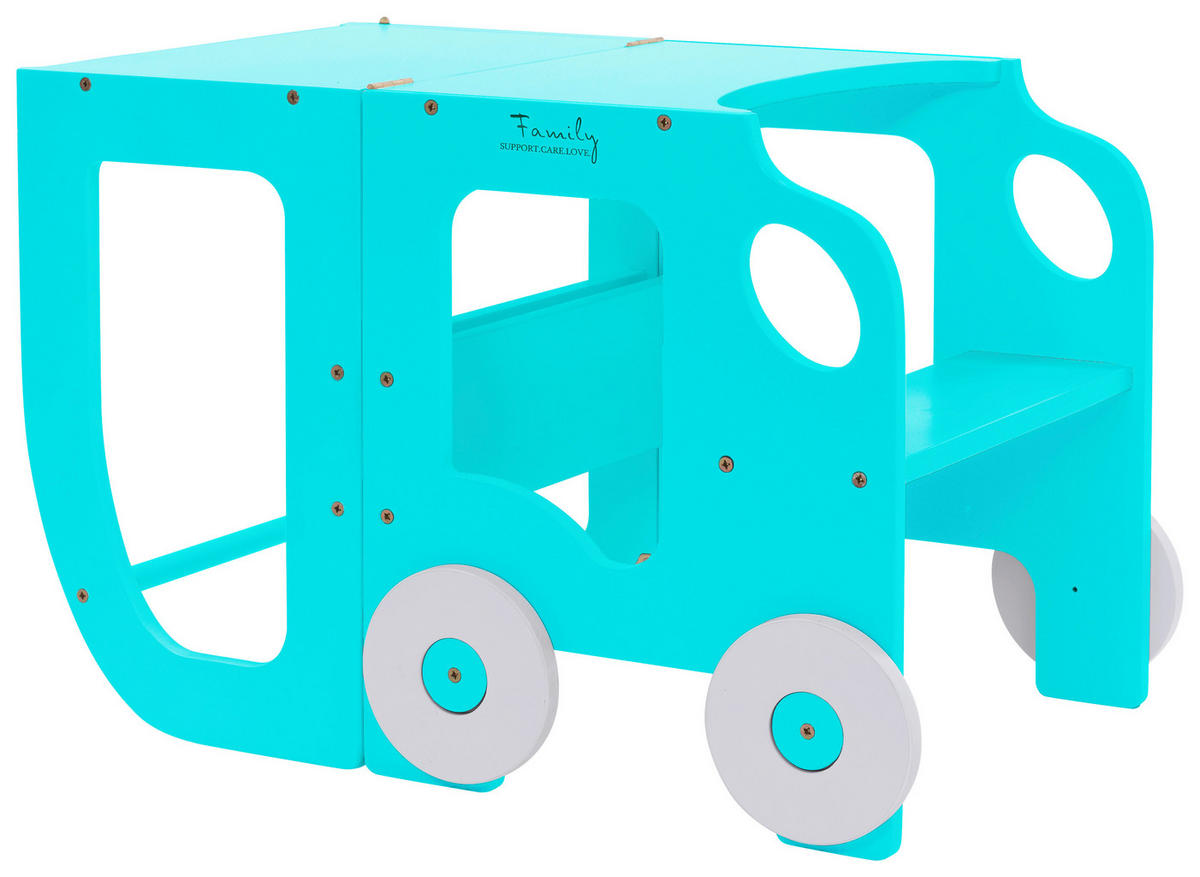 KOMBIHOCHSTUHL  - Blau, Basics, Holz (38/90/40cm)