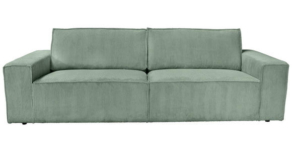 3-SITZER-SOFA Cord Salbeigrün - Salbeigrün/Schwarz, KONVENTIONELL, Kunststoff/Textil (248/76/95cm) - Carryhome