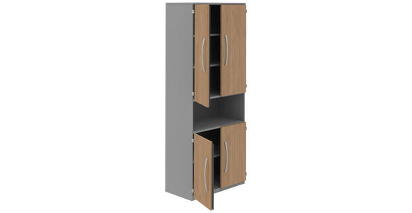 AKTENSCHRANK Grau, Eichefarben - Eichefarben/Grau, KONVENTIONELL, Holzwerkstoff (80/217,4/43cm) - Moderano