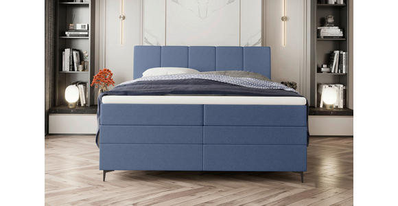 BOXSPRINGBETT 180/200 cm  in Blau  - Blau/Schwarz, KONVENTIONELL, Textil/Metall (180/200cm) - Carryhome