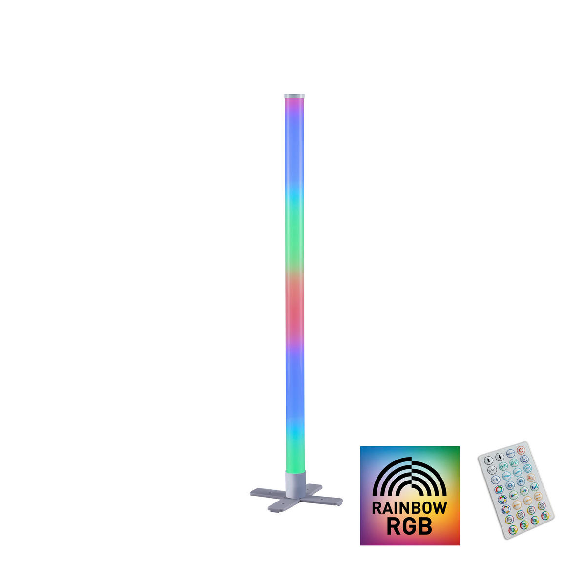 PODNA LED LAMPA - srebrna, Dizajnerski, plastika (24,5/24,5/103cm)