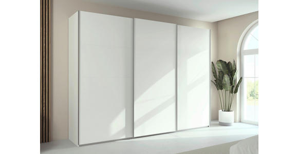 SCHWEBETÜRENSCHRANK  in Weiß  - Alufarben/Weiß, Basics, Holzwerkstoff/Metall (301/223/68cm) - Novel