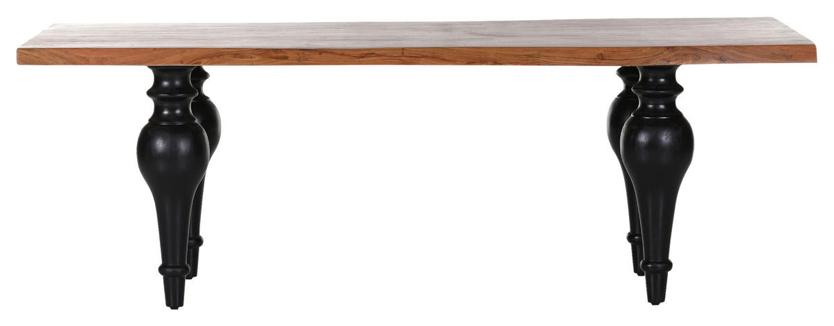 ESSTISCH 220/100/79 cm Echtholz  Holz rechteckig Naturfarben, Schwarz  - Schwarz/Naturfarben, ROMANTIK / LANDHAUS, Holz (220/100/79cm) - Landscape