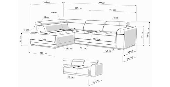 ECKSOFA Anthrazit Struktur - Anthrazit/Schwarz, Design, Kunststoff/Textil (205/284cm) - Xora