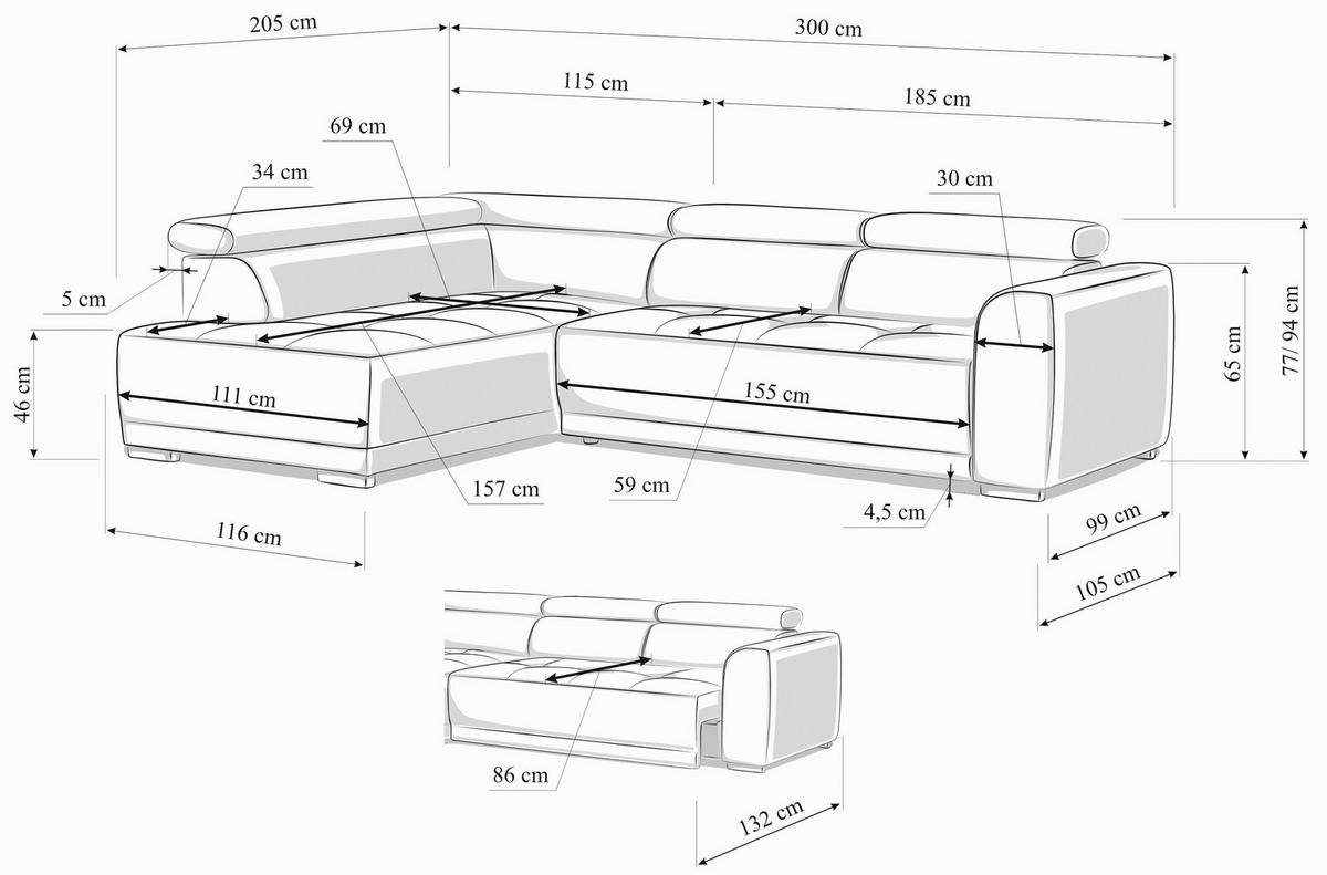 ECKSOFA Rostfarben Struktur  - Rostfarben/Schwarz, Design, Kunststoff/Textil (205/284cm) - Xora