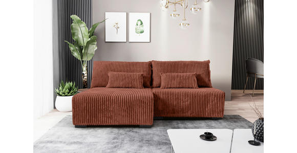 ECKSOFA in Cord Bronzefarben  - Schwarz/Bronzefarben, MODERN, Holz/Textil (145/210cm) - Carryhome