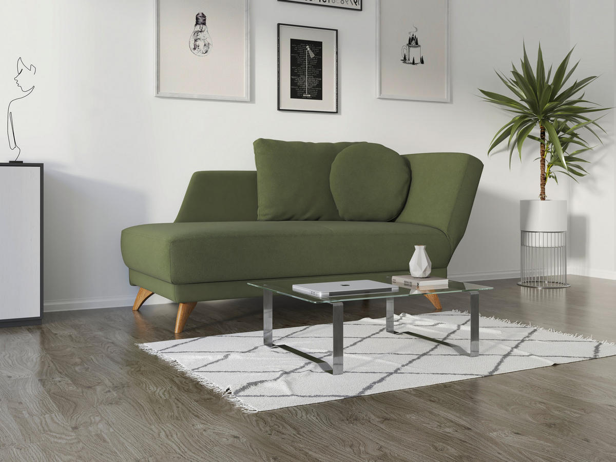 RÉCAMIERE in Flachgewebe Dunkelgrün  - Dunkelgrün/Eichefarben, Modern, Holz/Textil (205/74-87/94cm) - Bali