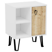 NACHTTISCH 50/63/35 cm  Weiss, Eichefarben  - Weiss/Eichefarben, Design, Holzwerkstoff (50/63/35cm) - MID.YOU