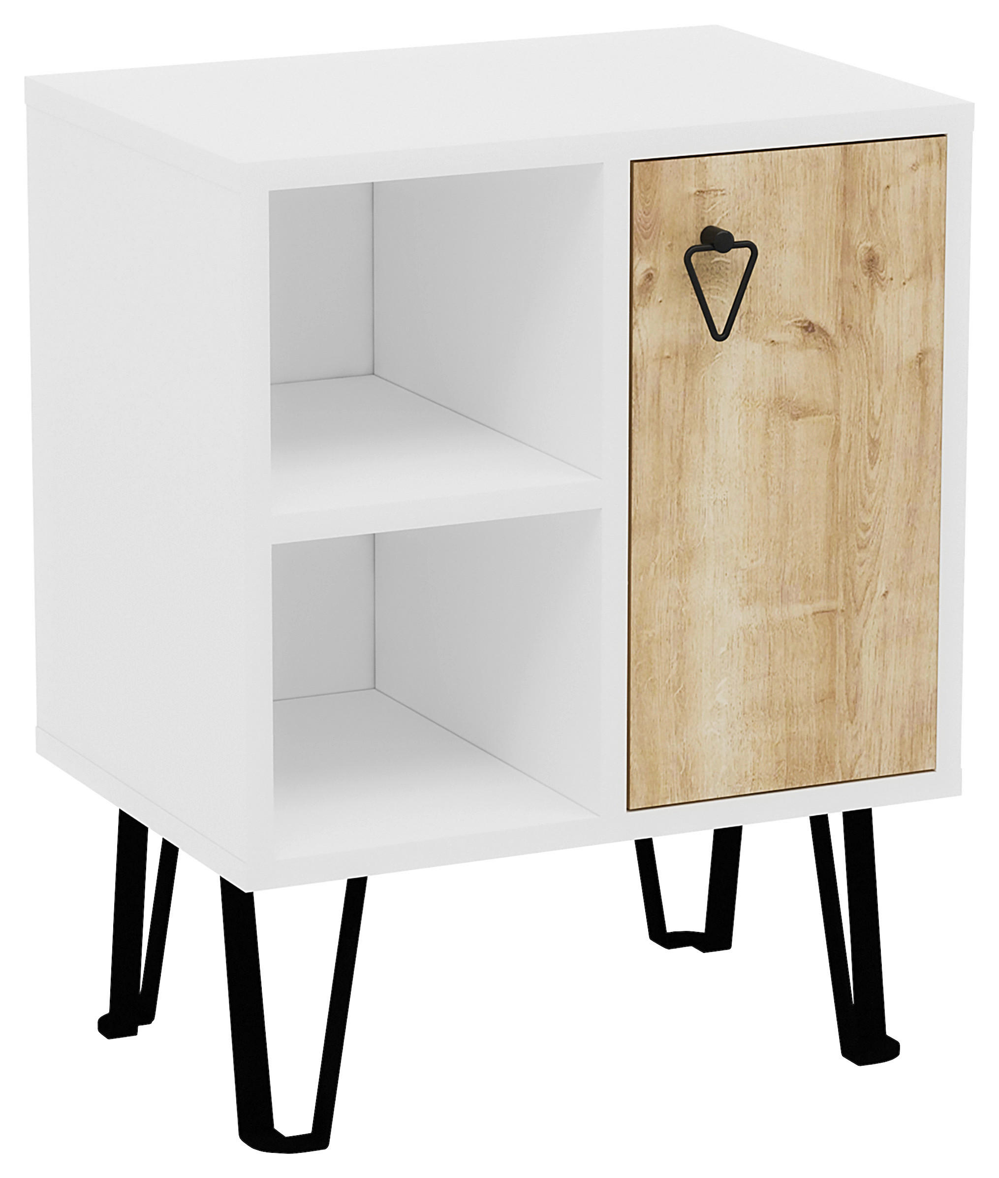 Livetastic Nachtschrank Weiß, Eiche 50x63x35 cm