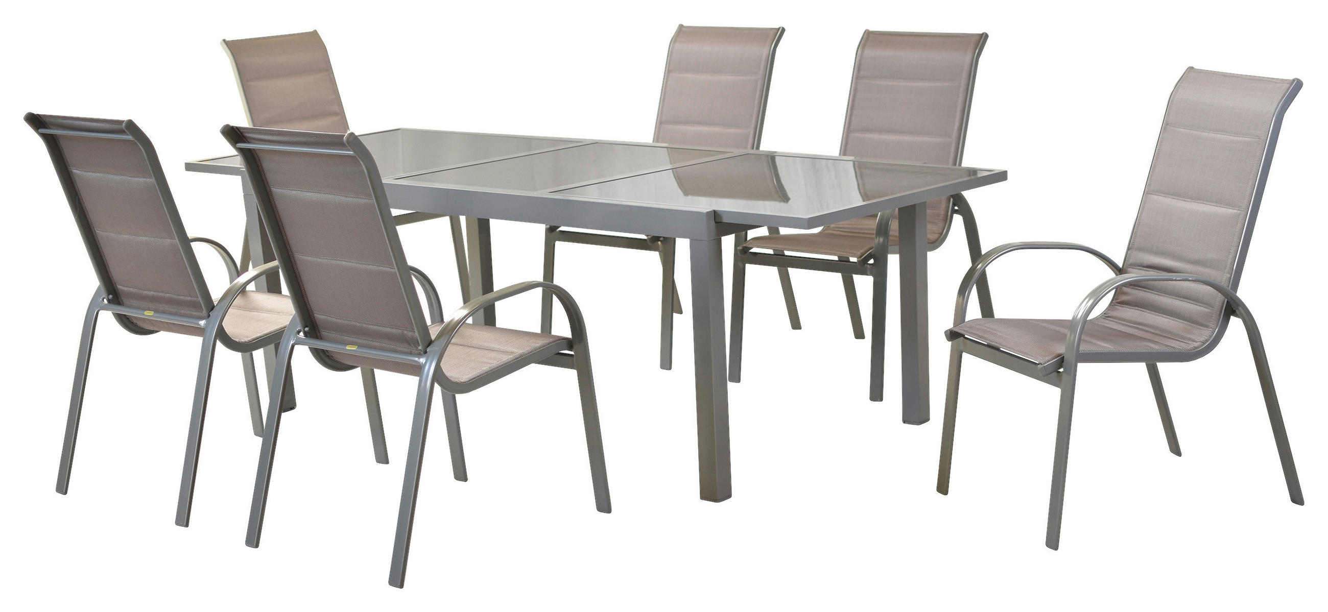GARTENSET Aluminium  - Silberfarben/Braun, MODERN, Textil/Metall - Gardenson