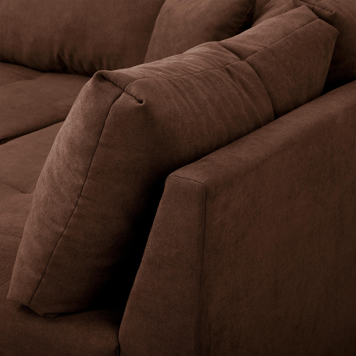 ECKSOFA Ariella Dunkelbraun Mikrofaser  - Dunkelbraun/Naturfarben, Design, Holz/Textil (231/161cm) - Livetastic