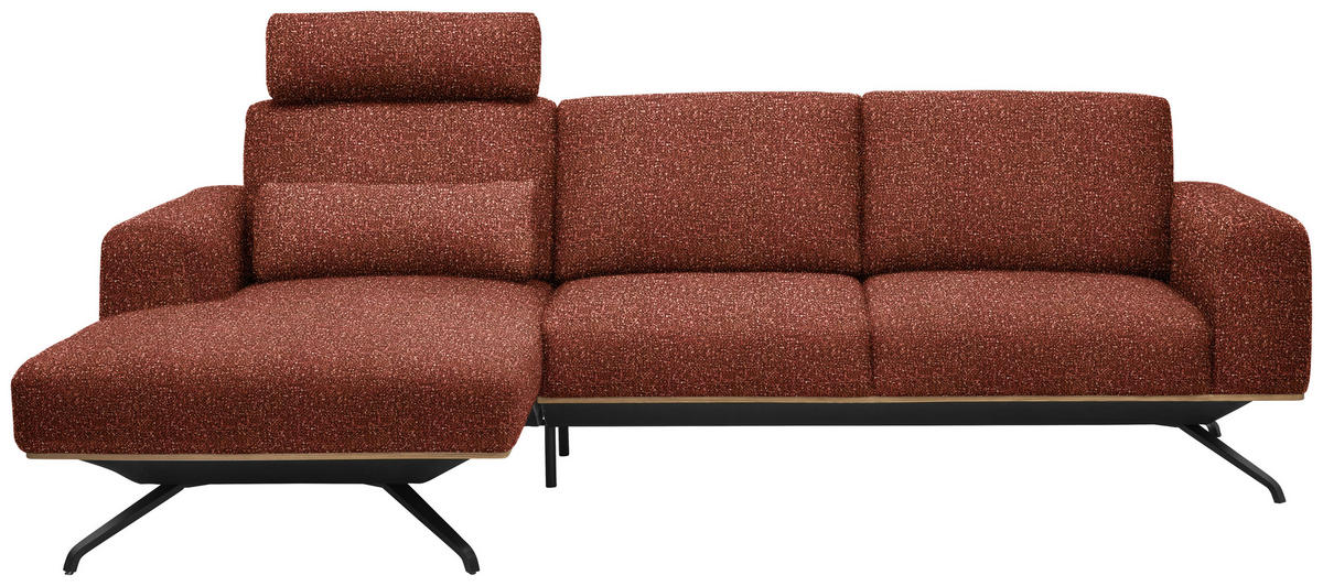 ECKSOFA  in Struktur Rostfarben  157/262 cm  - Rostfarben/Schwarz, Design, Textil/Metall (157/262cm) - Novel