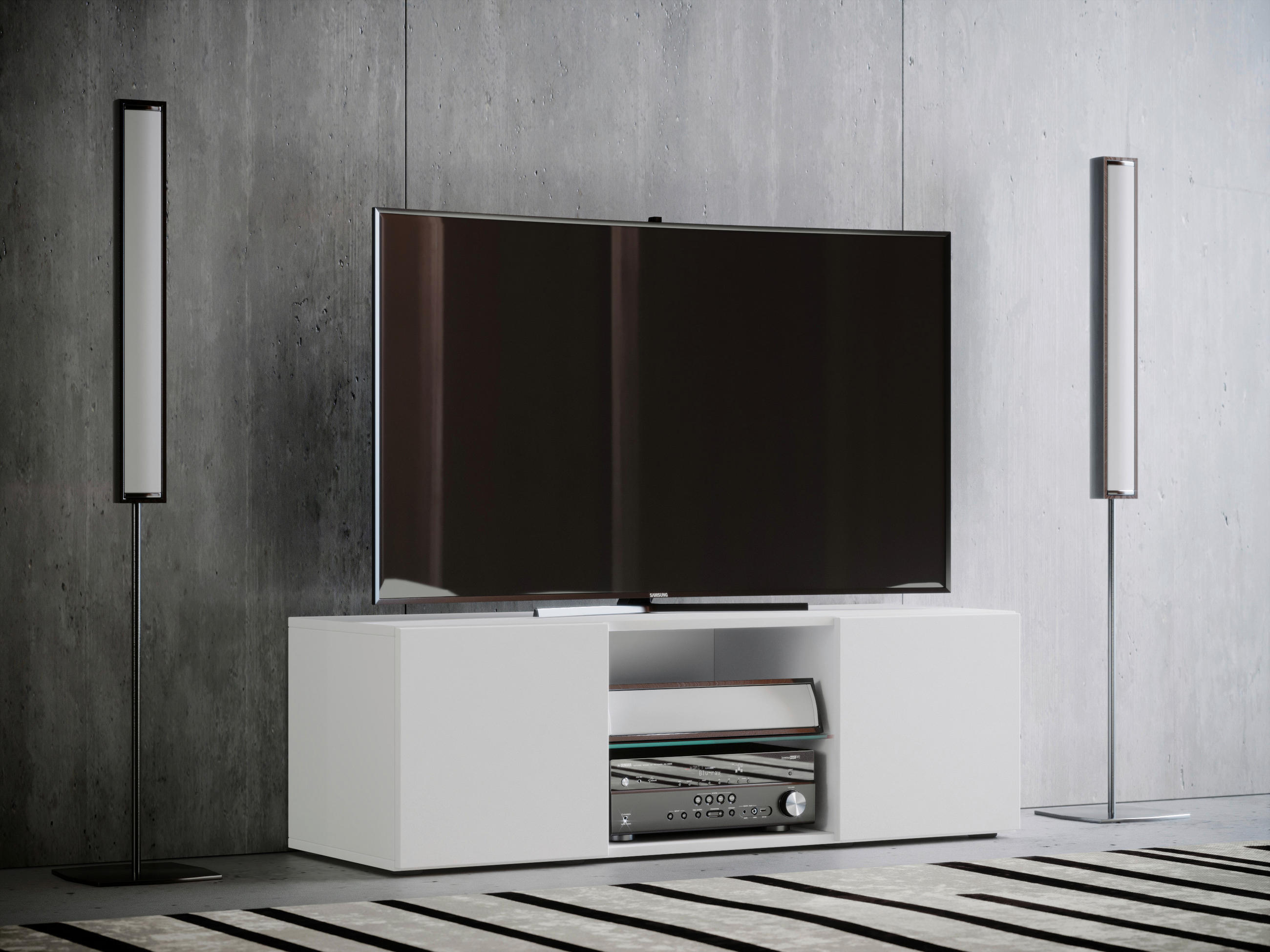 TV-ELEMENT  in 115/40/36 cm  - Weiss/Schwarz, Konventionell, Glas/Holzwerkstoff (115/40/36cm) - MID.YOU