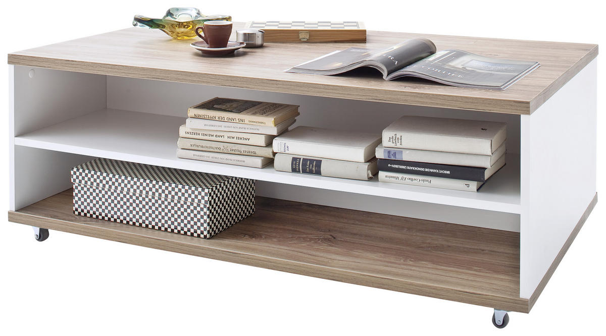 COUCHTISCH in Holzwerkstoff 115/70/42 cm  - Weiss/Eichefarben, Design, Holzwerkstoff/Kunststoff (115/70/42cm) - Livetastic