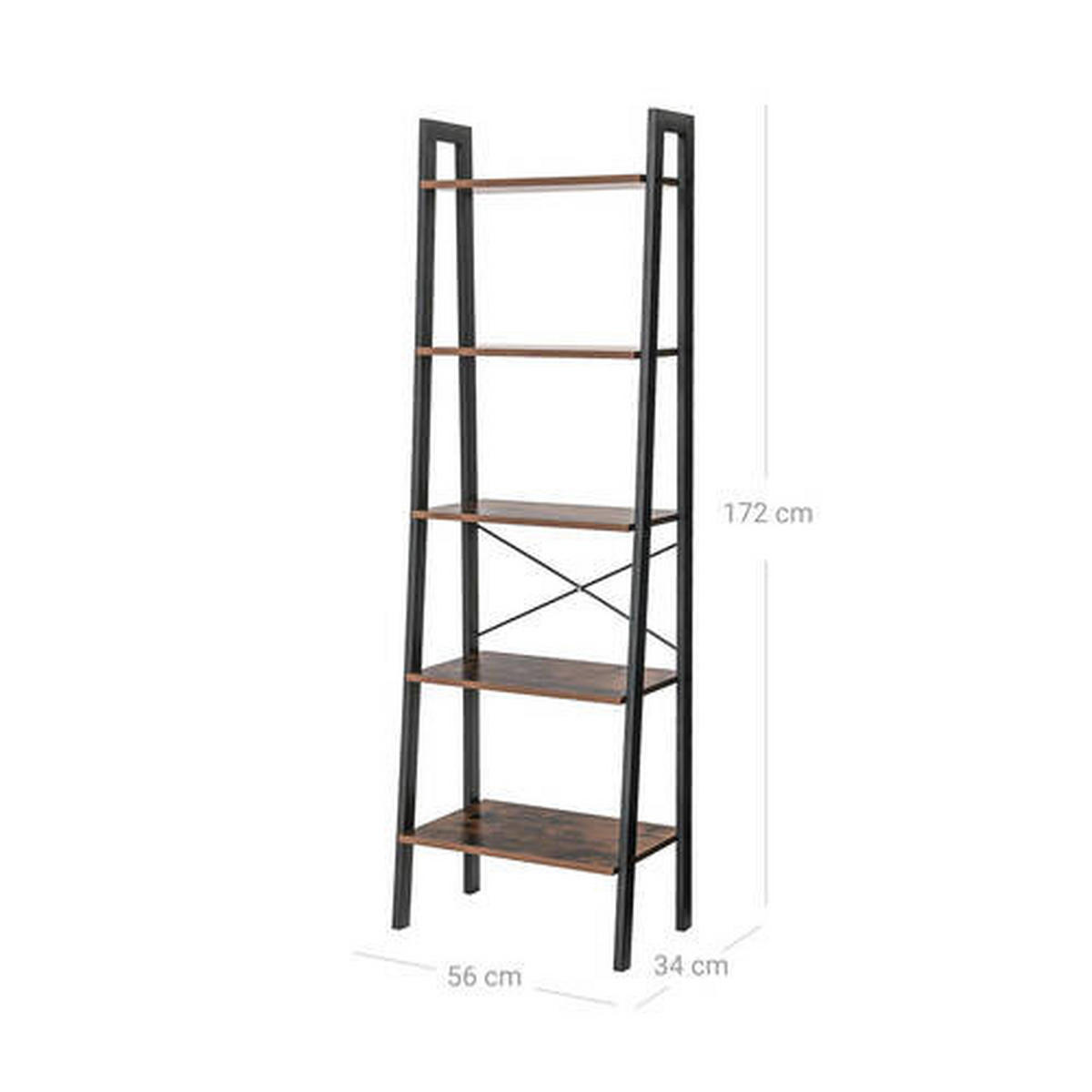 REGÁL, hnedá, čierna, 56,2/172,1/34 cm - hnedá/čierna, Basics, kompozitné drevo (56,2/172,1/34cm) - Boxxx